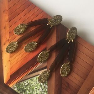 J. Crew Gold and Brown Dangle Earrings